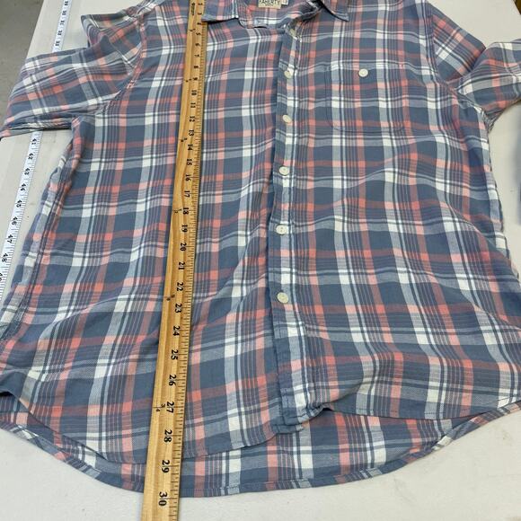 Faherty gray orange plaid button up down long sleeve men's shirt size Large - Picture 10 of 11